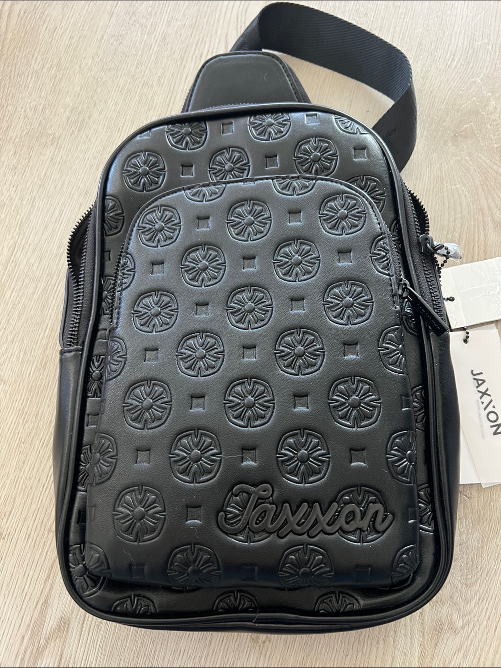 Jaxxon Black Embossed Sling Belt Bag